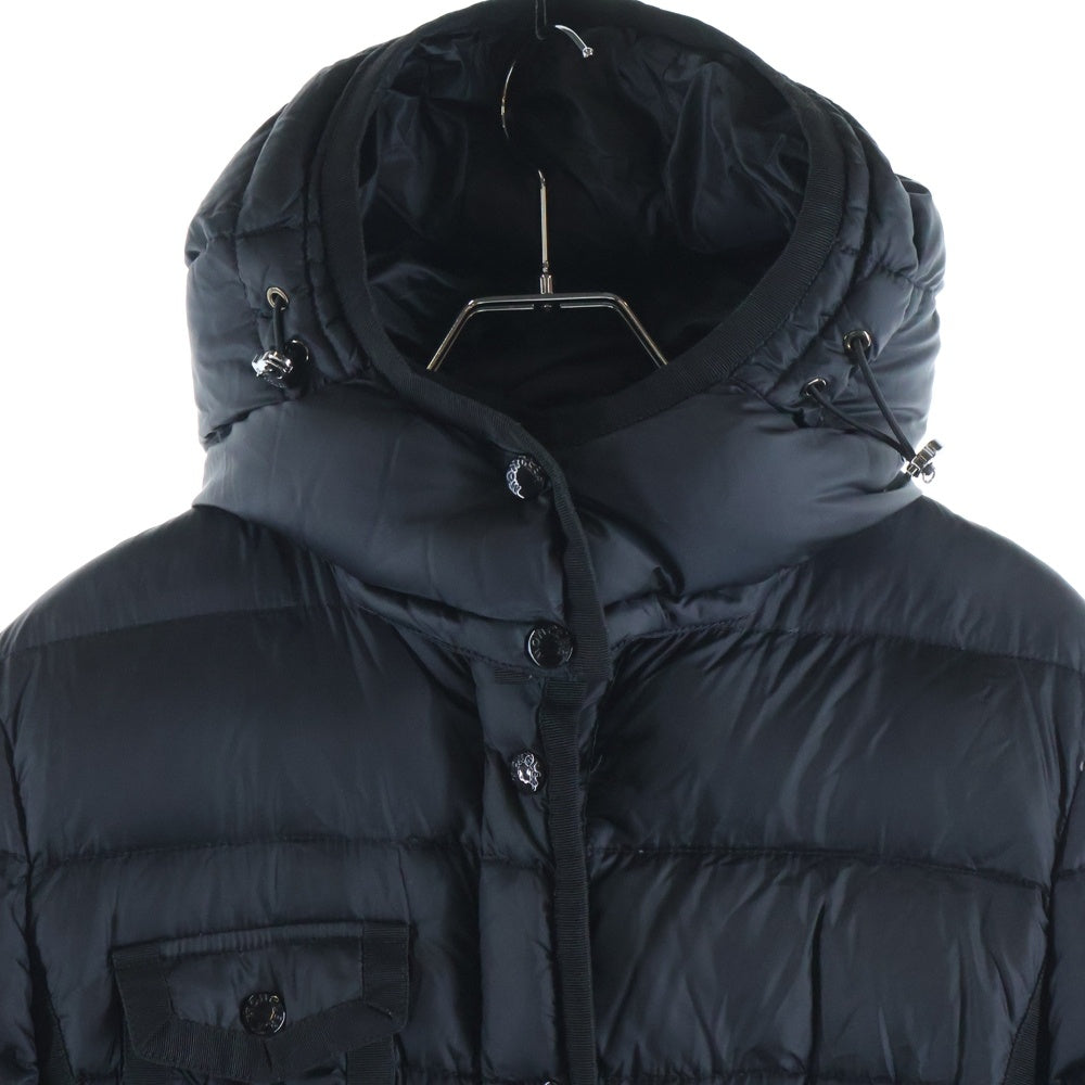 MONCLER(モンクレール) HERMINE GIUBBOTTO エルミン ジップアップ フーデッド ロング ダウン ジャケット コート ブラック レディース 220934995705 53048
