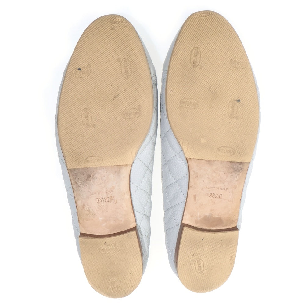 CHANEL(シャネル) BALLET FLATS AGED CALFSKIN バレリーナ エイジド マトラッセ カーフスキン フラットシューズ パンプス レシース グレー G26250 レディース