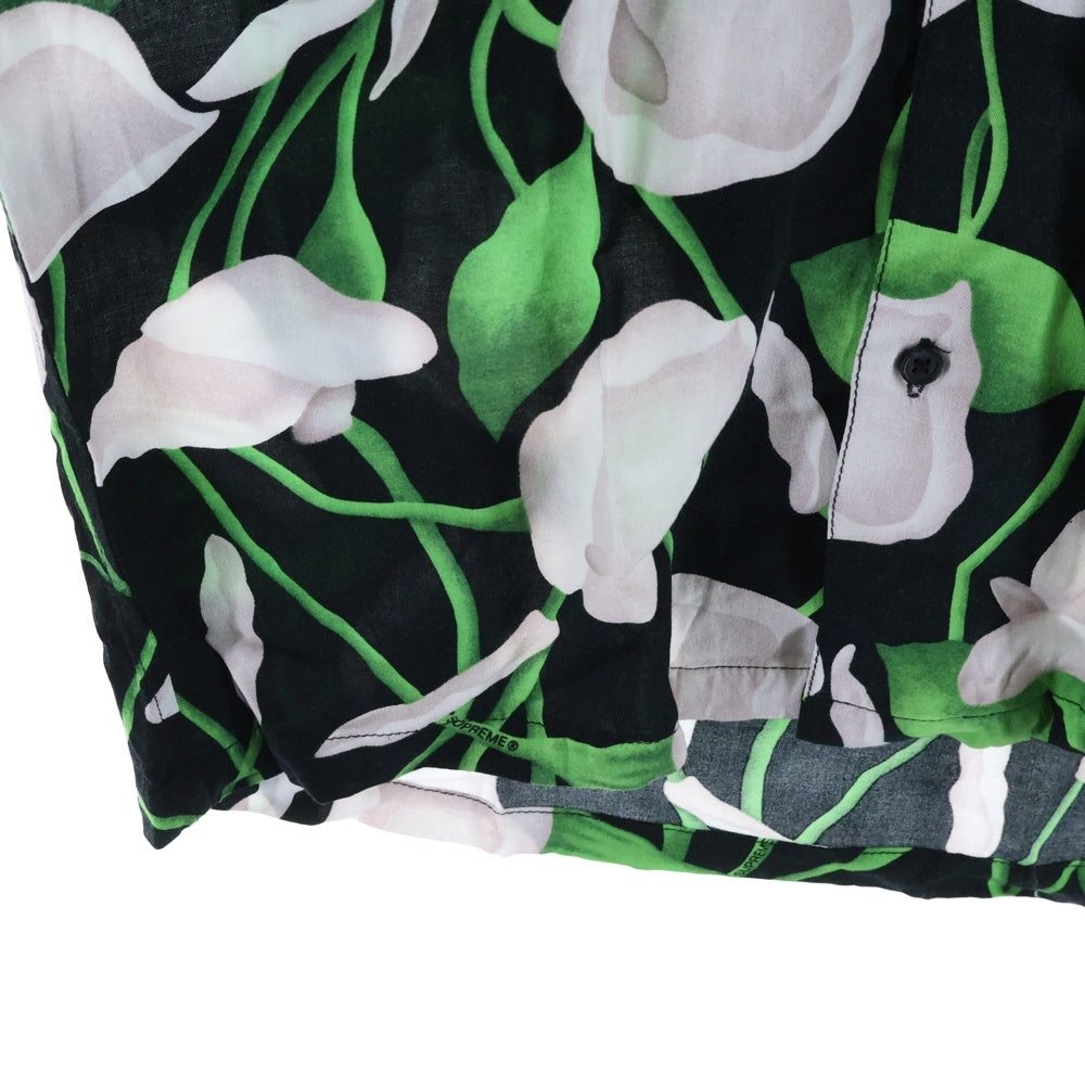 SUPREME(シュプリーム) 18SS Lily Rayon Shirt リリー レーヨン オープンカラー半袖シャツ アロハシャツ ブラック/グリーン