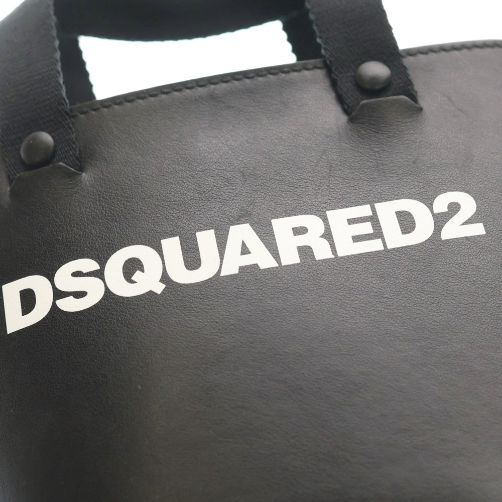 DSQUARED2(ディースクエアード) 20AW ロゴプリント 2WAY レザーマイクロショルダーバッグ トートバッグ ハンドバッグ ブラック S83SP0030