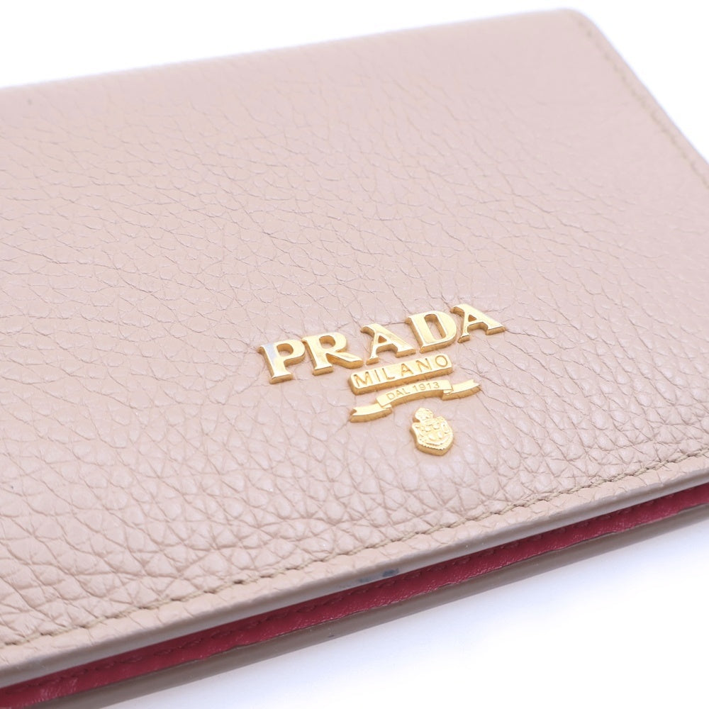 PRADA(プラダ) DAINO COLOUR ダイノカラー レザーツーフォールドウォレット 二つ折り財布 ベージュ/ピンク 1MV204 レディース