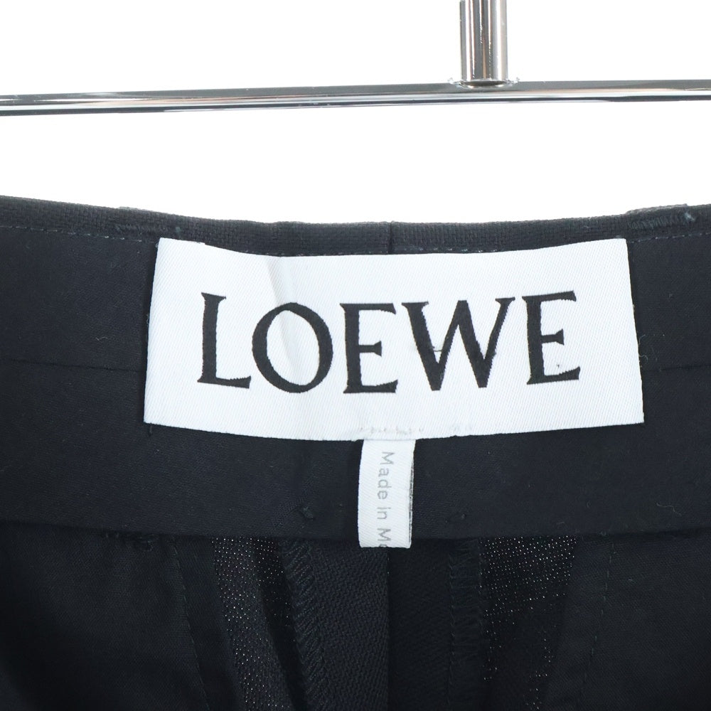 LOEWE(ロエベ) WOOL GABARDINE 2-TUCK WIDE PANTS ウールギャバジン 2タックワイドスラックスパンツ ブラック Q825331X08 レディース