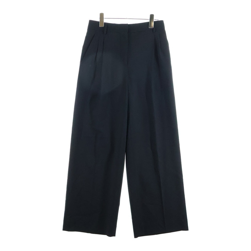 LOEWE(ロエベ) WOOL GABARDINE 2-TUCK WIDE PANTS ウールギャバジン 2タックワイドスラックスパンツ ブラック Q825331X08 レディース