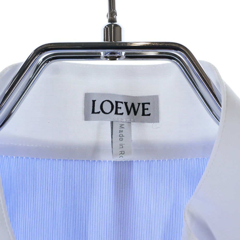 LOEWE(ロエベ) スタンドカラー バイカラー アシンメトリー 長袖シャツ ブルー/ホワイト Q825Y05X07 レディース