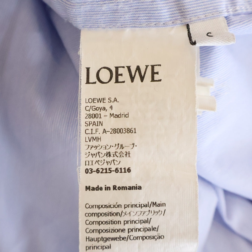 LOEWE(ロエベ) スタンドカラー バイカラー アシンメトリー 長袖シャツ ブルー/ホワイト Q825Y05X07 レディース