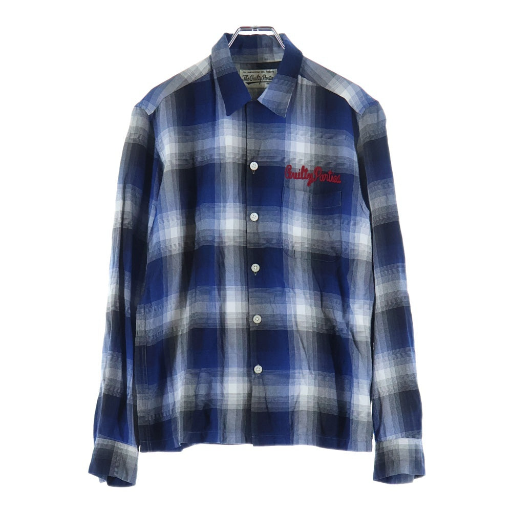 WACKO MARIA(ワコマリア) 13SS オンブレチェック柄 レーヨン 長袖ネルシャツ ブルー 13SS-OMB-10