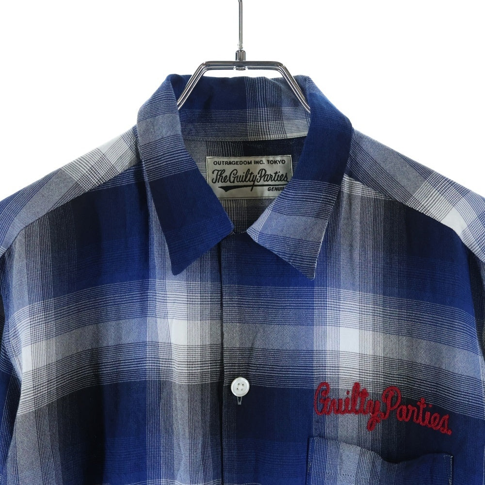 WACKO MARIA(ワコマリア) 13SS オンブレチェック柄 レーヨン 長袖ネルシャツ ブルー 13SS-OMB-10