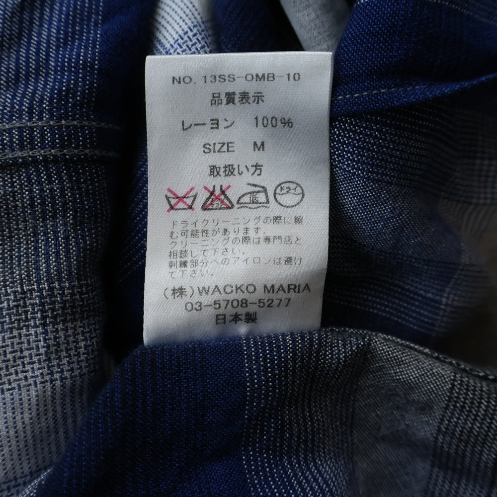 WACKO MARIA(ワコマリア) 13SS オンブレチェック柄 レーヨン 長袖ネルシャツ ブルー 13SS-OMB-10