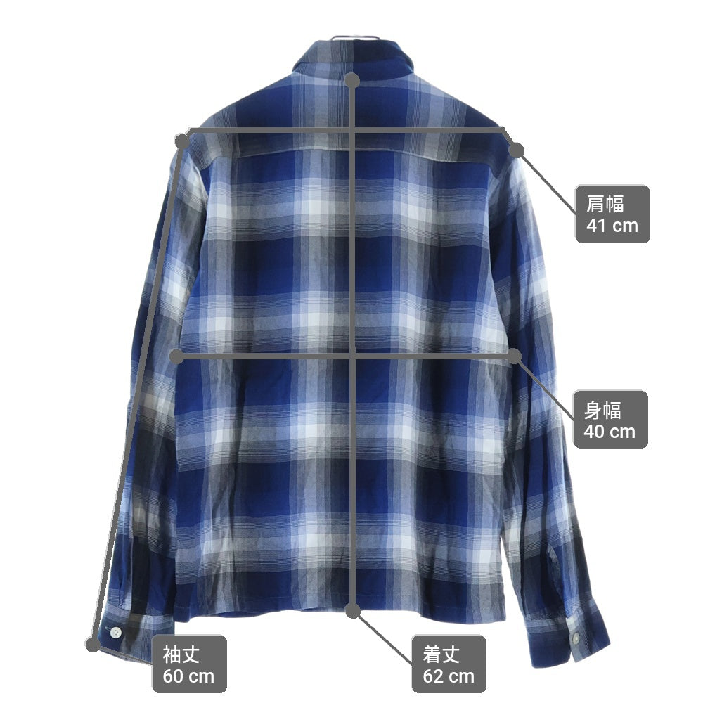 WACKO MARIA(ワコマリア) 13SS オンブレチェック柄 レーヨン 長袖ネルシャツ ブルー 13SS-OMB-10