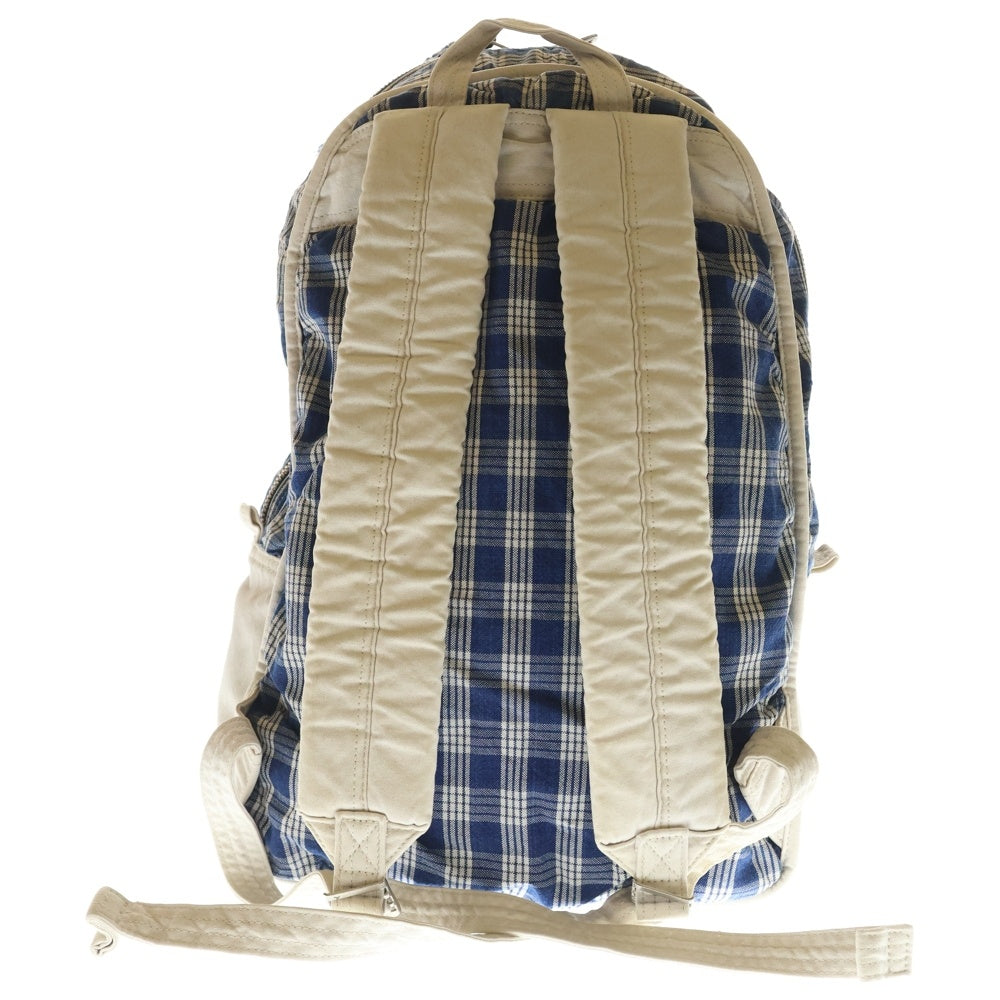 Porter Classic(ポータークラシック) チェック柄 ロゴパッチ リュックサック バックパック ブルー レディース