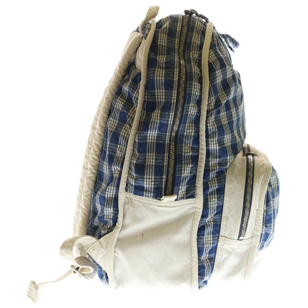 Porter Classic(ポータークラシック) チェック柄 ロゴパッチ リュックサック バックパック ブルー レディース