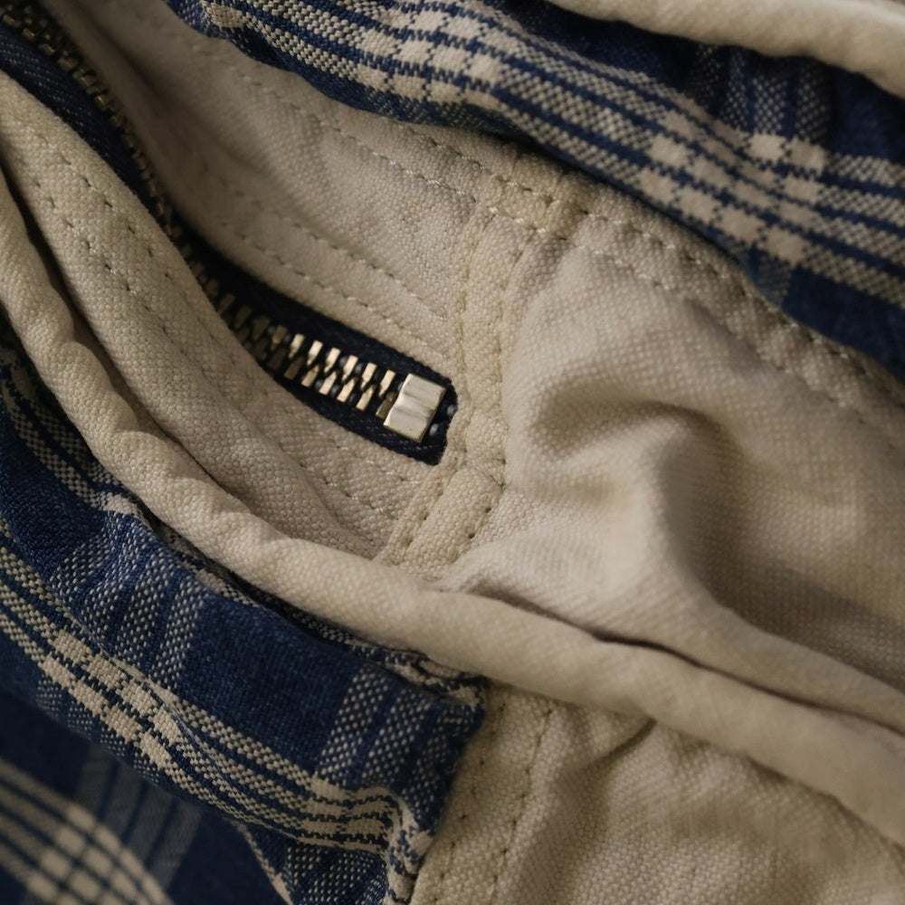 Porter Classic(ポータークラシック) チェック柄 ロゴパッチ リュックサック バックパック ブルー レディース