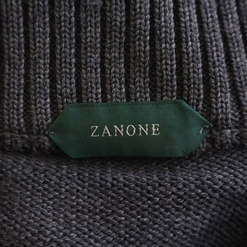 ZANONE(ザノーネ) ハイネック ボタンアップ 長袖ニットカーディガン グレー 810130