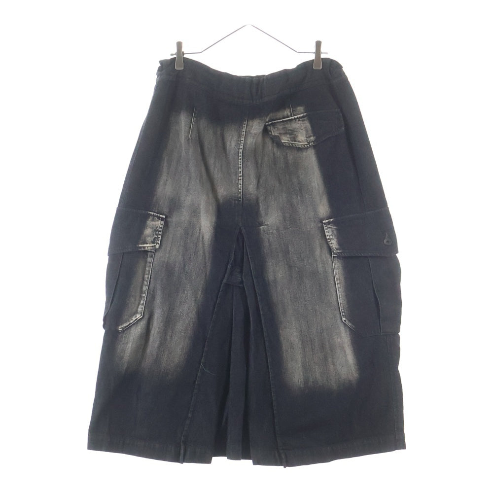 Y's(ワイズ) 25AW SPOTTED DENIM SIDE POCKET STRAIGHT SKIRT ストップド サイドポケット デニムスカート レディース ブラック YL-S95-005