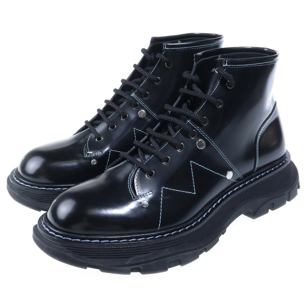 Alexander McQueen(アレキサンダーマックイーン) TREAD LACE-UP BOOT トレッド レザーレースアップブーツ ブラック 604253