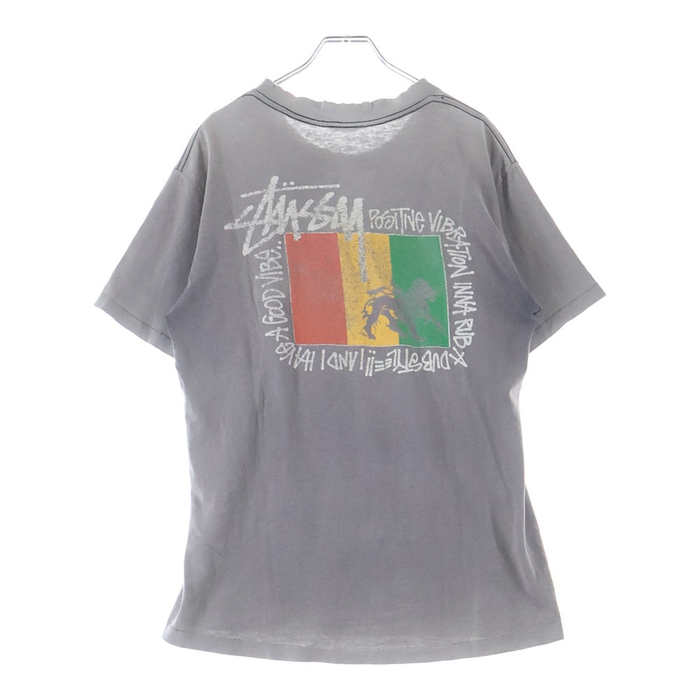 STUSSY(ステューシー) 80S VINTAGE RASTA LION TEE ヴィンテージ ラスタライオン 両面プリントTシャツ 初期黒タグ 半袖クルーネックカットソー ブラック