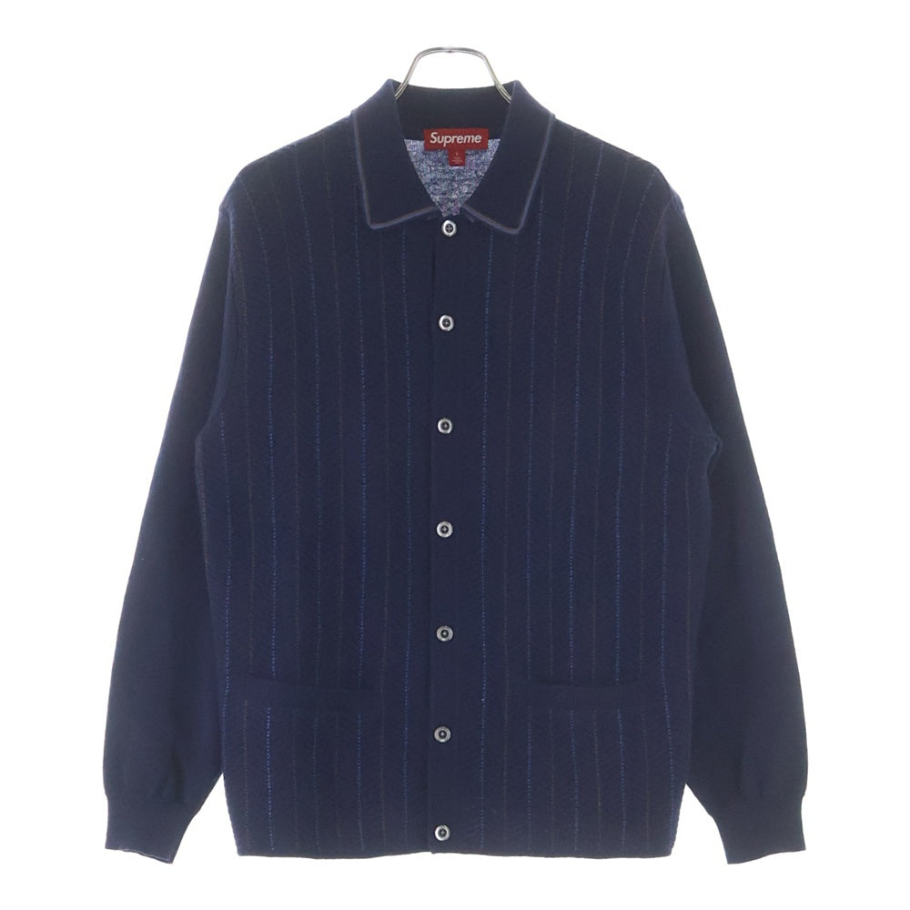 SUPREME(シュプリーム) 25SS Herringbone Cardigan ヘリンボーン ストライプニットカーディガン ネイビー