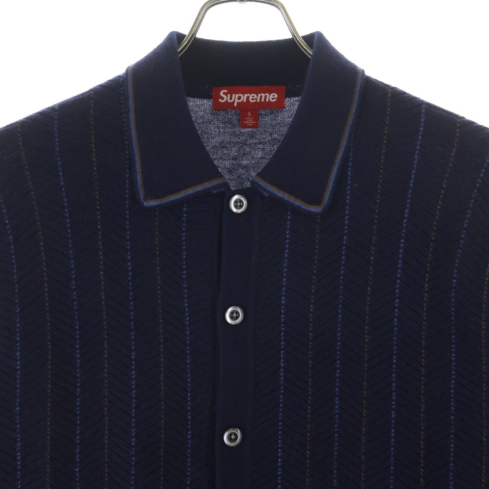SUPREME(シュプリーム) 25SS Herringbone Cardigan ヘリンボーン ストライプニットカーディガン ネイビー
