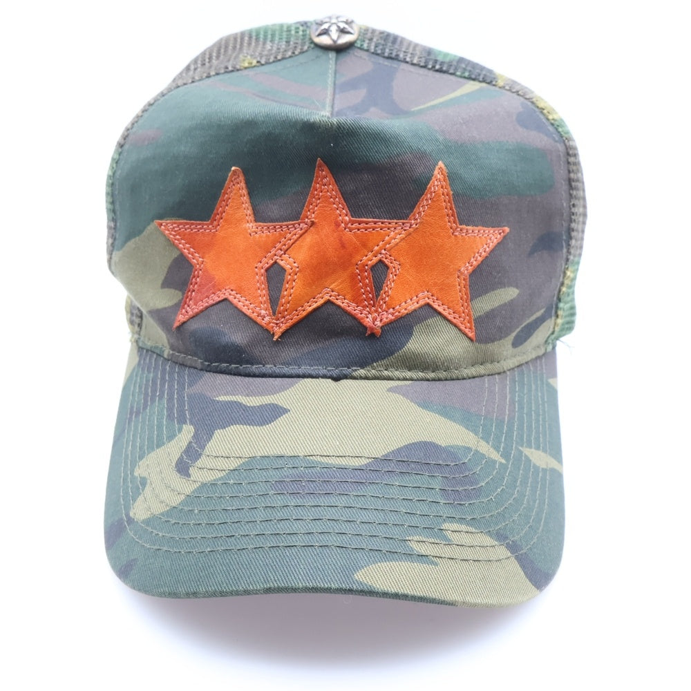 CHROME HEARTS(クロムハーツ) TRUCKER CAP オールド レザースターパッチ カモ柄 メッシュ トラッカーキャップ カーキ