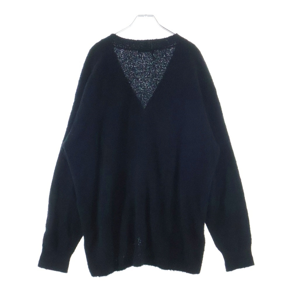 AURALEE(オーラリー) 22SS COTTON LINEN CUT SHAGGY KNIT CARDIGAN コットン リネン カット シャギーニット ダブルポケット カーディガン ブラック A22SC01FL