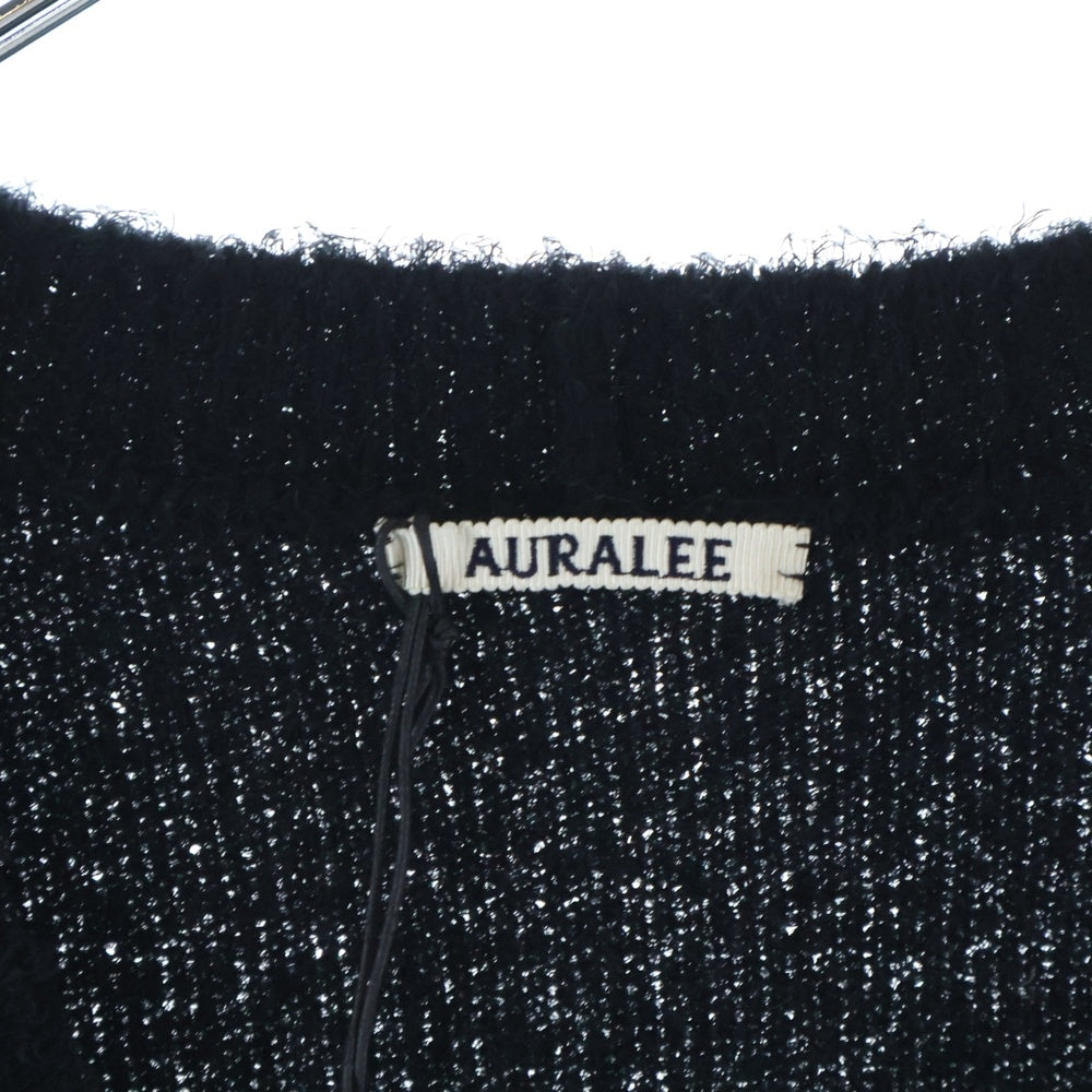 AURALEE(オーラリー) 22SS COTTON LINEN CUT SHAGGY KNIT CARDIGAN コットン リネン カット シャギーニット ダブルポケット カーディガン ブラック A22SC01FL