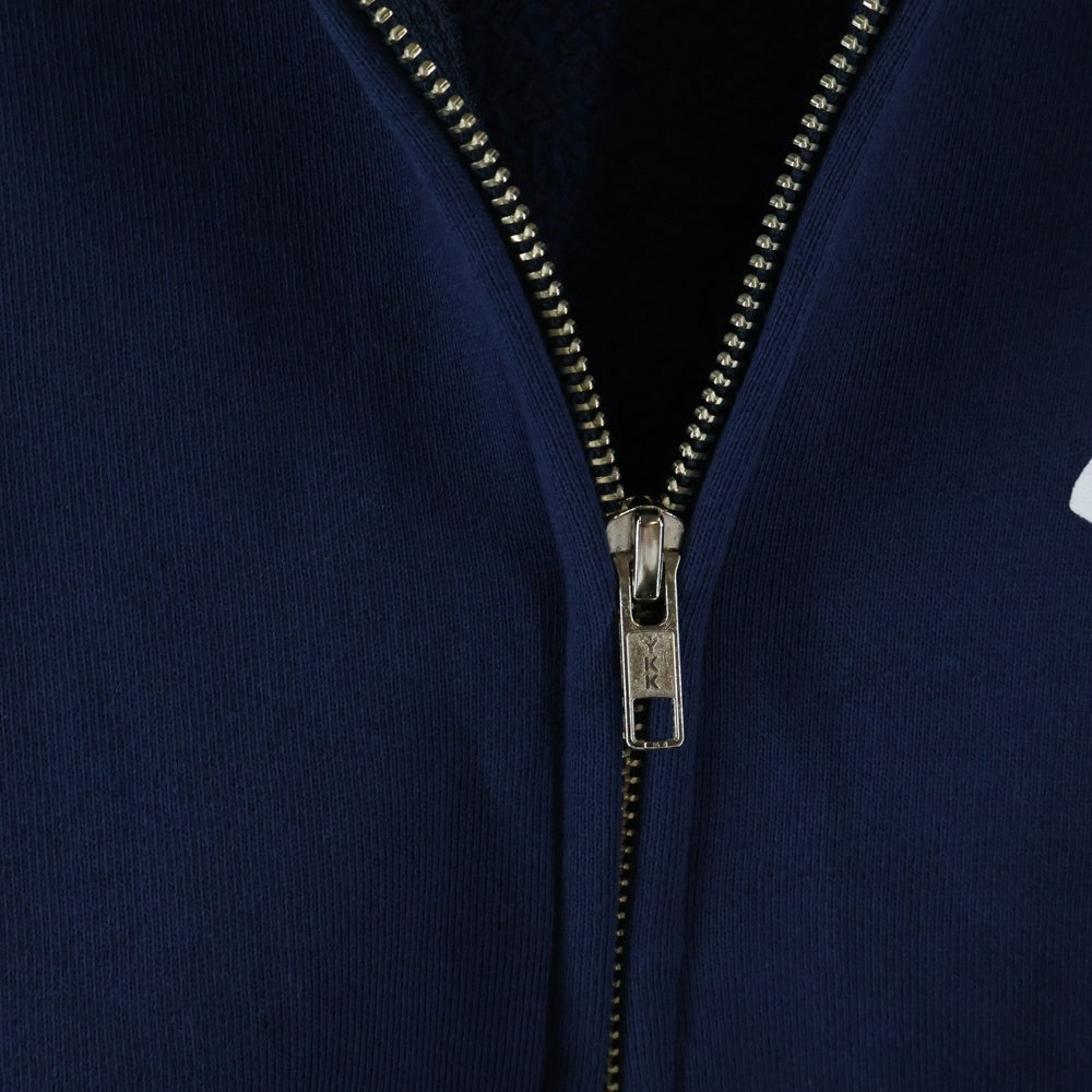 NO BRAND(ノーブランド) AKIMBO CLUB NY YANKEE NOODLE ZIP UP HOODIE アキンボクラブ ヤンキーヌードル ロゴプリント ジップアップ スウェットパーカー フーディー ネイビー