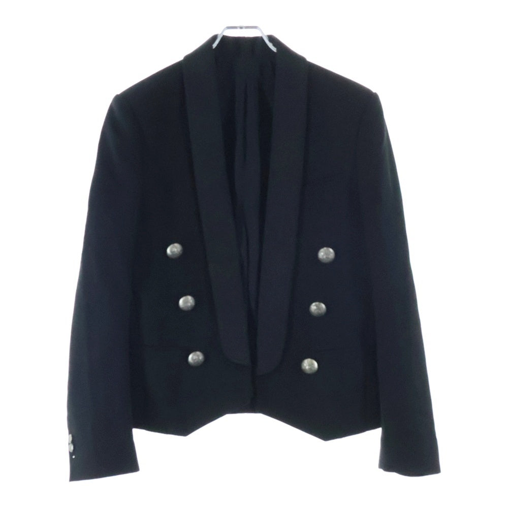 BALMAIN(バルマン) フランス製 タキシードショールカラー メタルボタン ショートテーラードジャケット ブラック T778C117