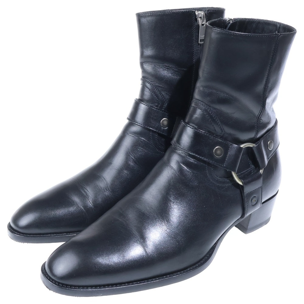 SAINT LAURENT PARIS(サンローランパリ) WYATT HARNESS RING BOOT ワイアットハーネス リング レザーブーツ ブラック 443190 AQS00