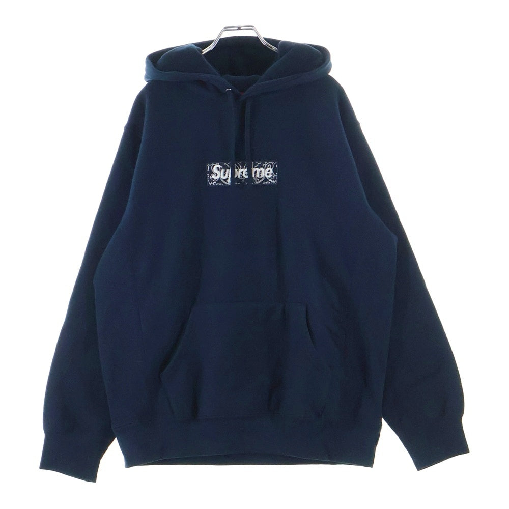SUPREME(シュプリーム) 19AW Bandana Box logo Hooded Sweatshirt バンダナ ボックスロゴ プルオーバースウェットパーカー フーディー ネイビー