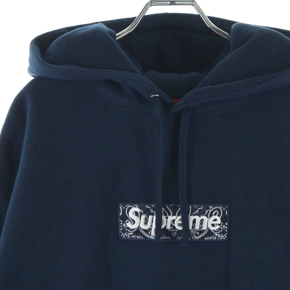 SUPREME(シュプリーム) 19AW Bandana Box logo Hooded Sweatshirt バンダナ ボックスロゴ プルオーバースウェットパーカー フーディー ネイビー