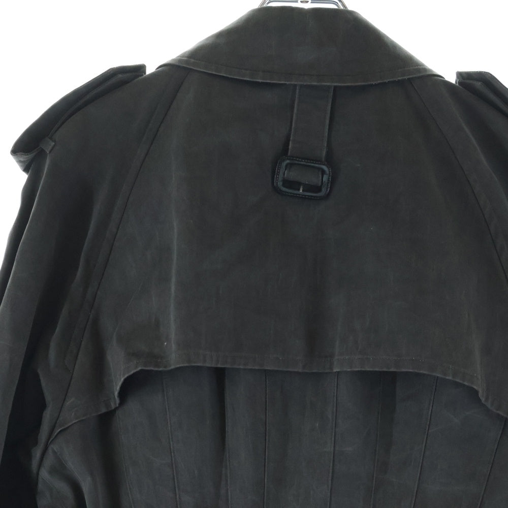 JUNYA WATANABE COMME des GARCONS(ジュンヤワタナベ コムデギャルソン) 02AW AD2002 コットン ダメージ加工 ロング トレンチコート グレー VG-C001