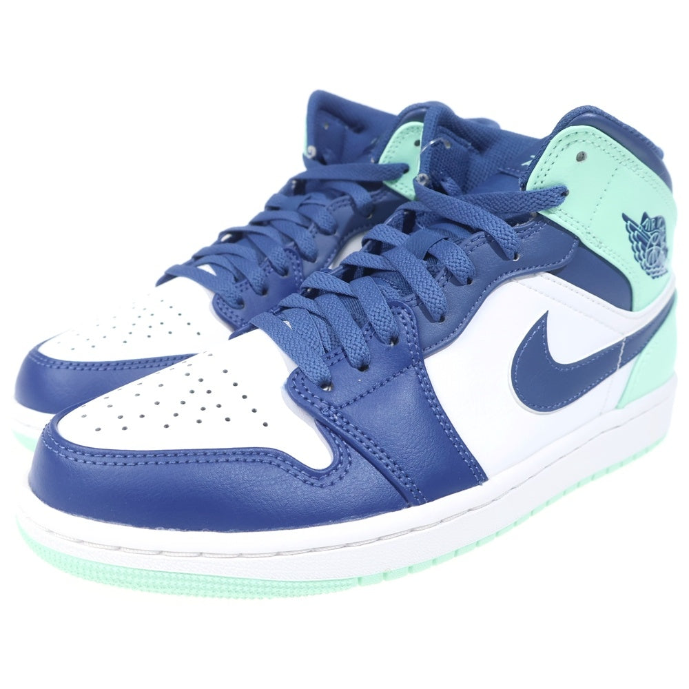 NIKE(ナイキ) AIR JORDAN 1 MID BLUE MINT エアジョーダン 1 ブルーミント ミッドカットスニーカー ホワイト/ブルー US7.5/27cm 554724-413