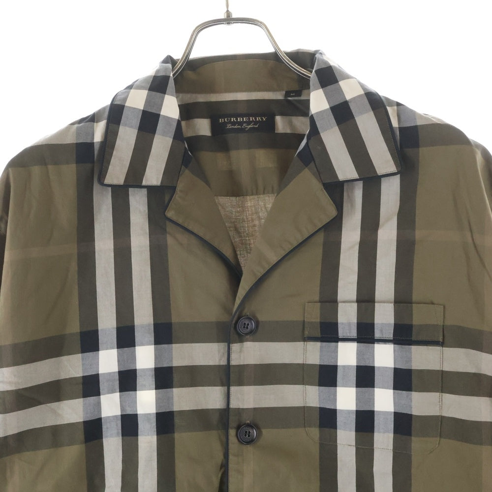 BURBERRY(バーバリー) チェック柄 長袖オープンカラーシャツ カーキ 4046148