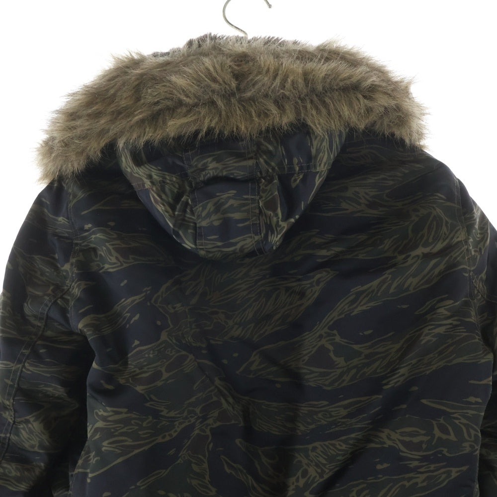 HYSTERIC GLAMOUR(ヒステリックグラマー) N-2B ナイロン 迷彩 ファーフーデッドパファージャケット カーキ 0293AB02
