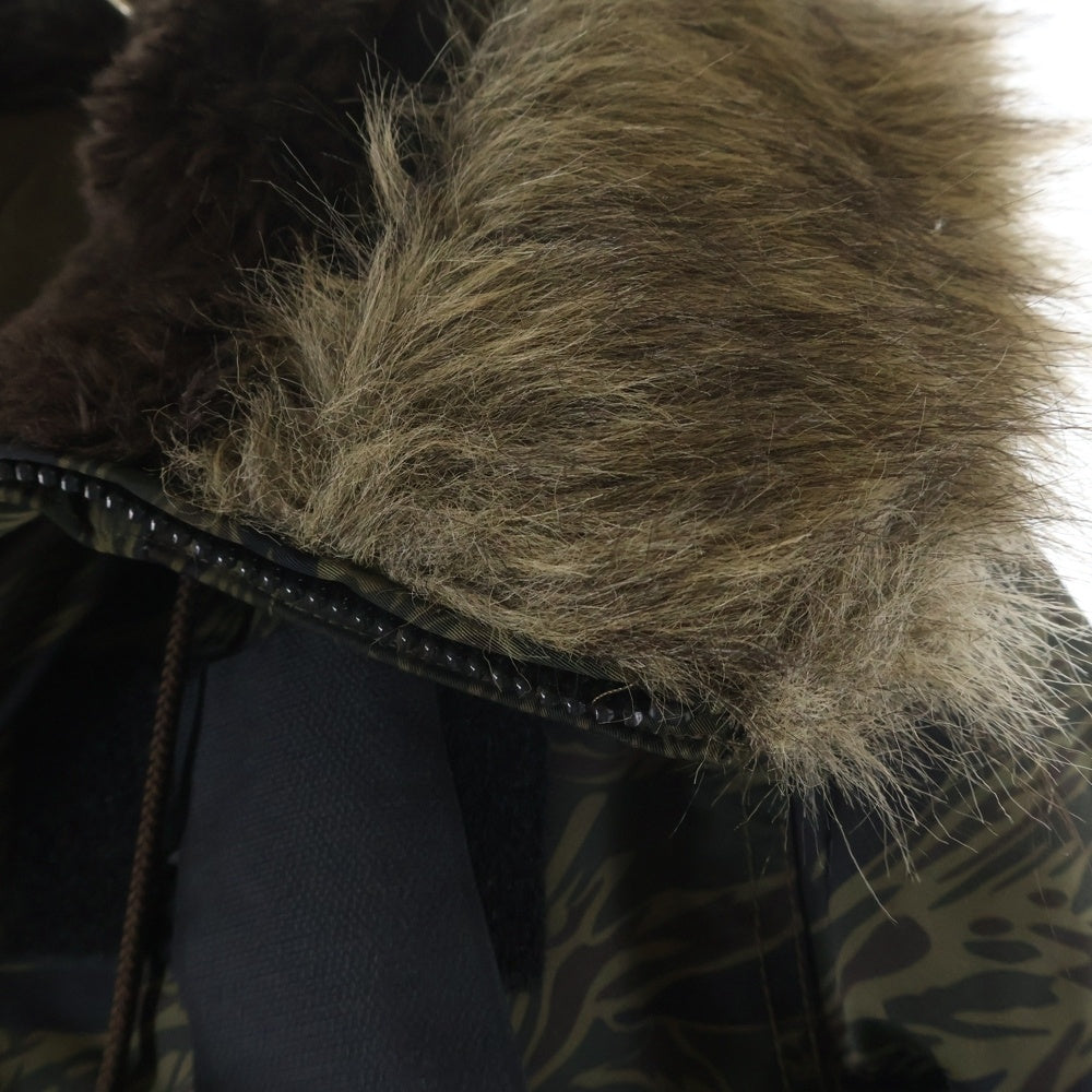HYSTERIC GLAMOUR(ヒステリックグラマー) N-2B ナイロン 迷彩 ファーフーデッドパファージャケット カーキ 0293AB02