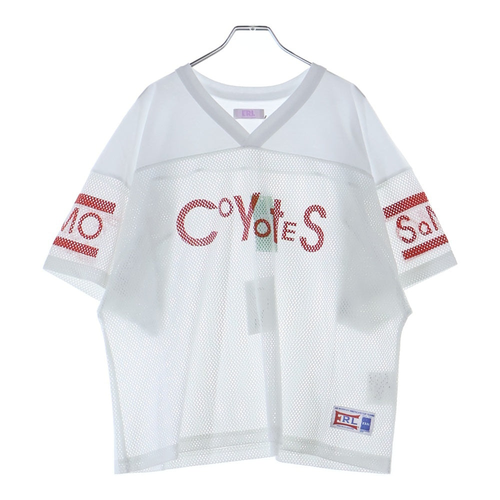 ERL(イーアールエル) Football T-Shirt フットボール メッシュ 半袖Tシャツ カットソー ホワイト ERL02T013