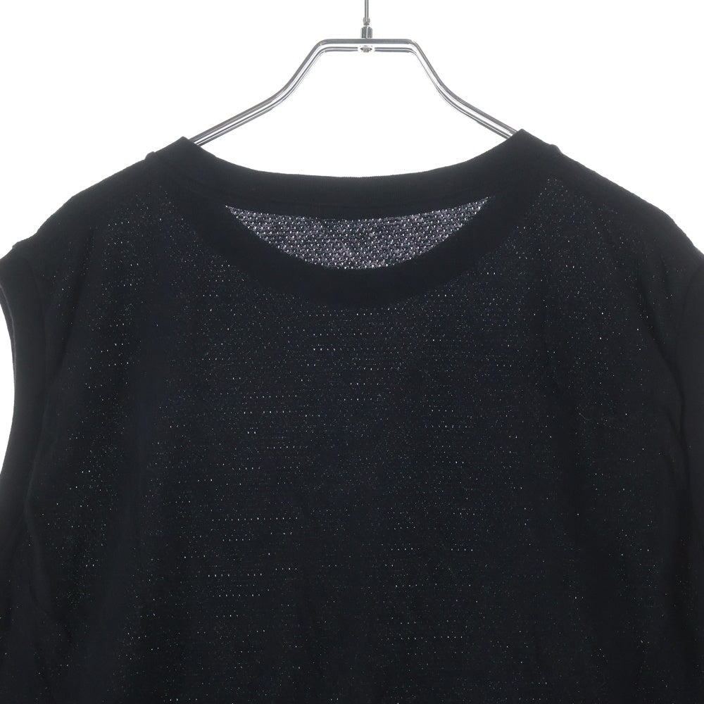 COMOLI(コモリ) 25SS コットンメッシュ ノースリーブ カットソー ブラック B01‐05037