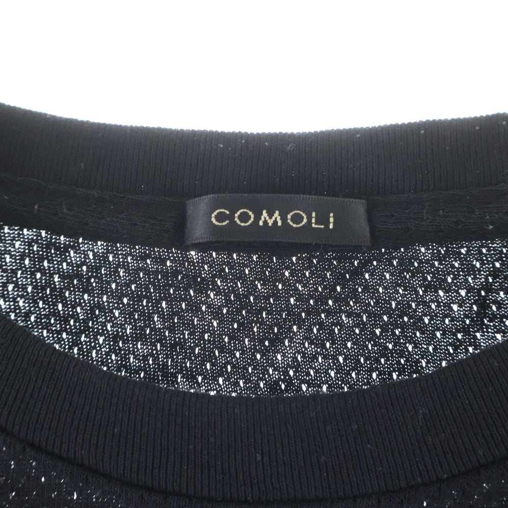 COMOLI(コモリ) 25SS コットンメッシュ ノースリーブ カットソー ブラック B01‐05037