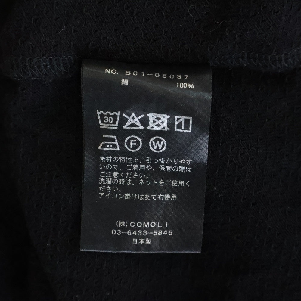 COMOLI(コモリ) 25SS コットンメッシュ ノースリーブ カットソー ブラック B01‐05037