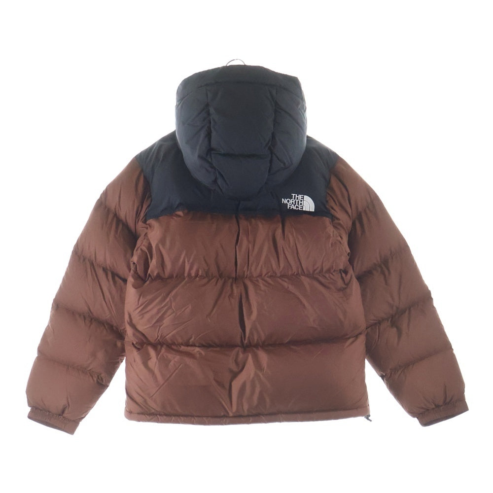 THE NORTH FACE(ザノースフェイス) NUPTSE HOODIE ヌプシ フーディー ロゴエンブロイダリー ジップアップ ダウンジャケット ブラウン/ブラック ND92331
