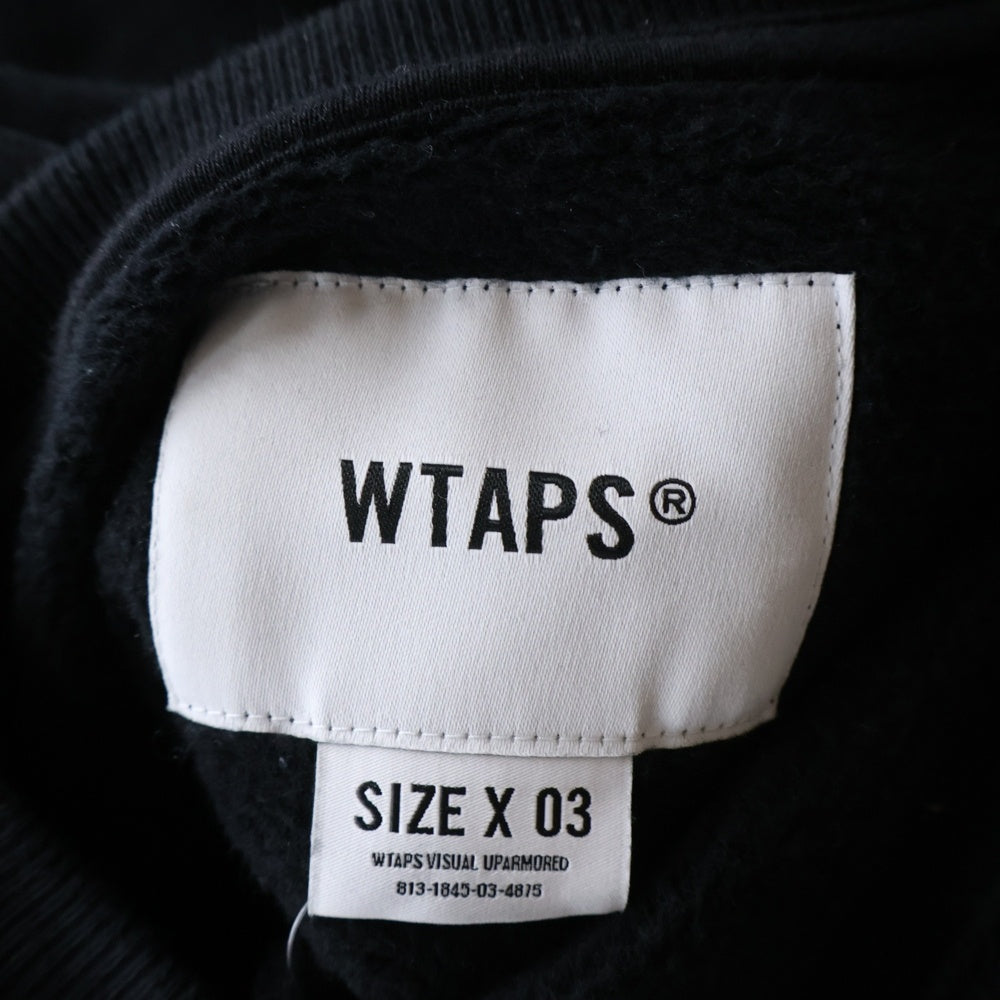 WTAPS(ダブルタップス) 24SS フロントロゴデザイン コットン クルーネックプルオーバー スウェットトレーナー ブラック 241ATDT-CSM03