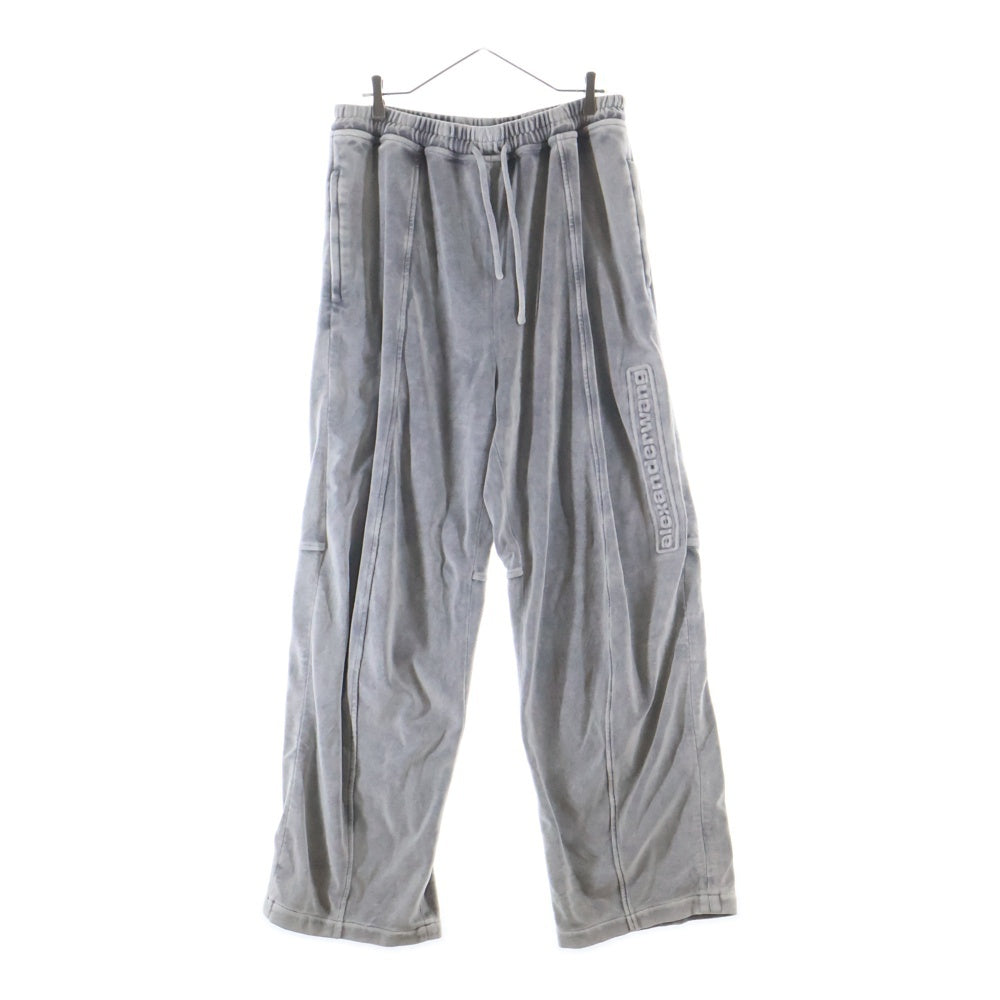 ALEXANDER WANG(アレキサンダーワン) EMBOSSED LOGO TRACK PANTS エンボスドロゴ ベロア ドローストリングトラックパンツ グレー 6CC1244025