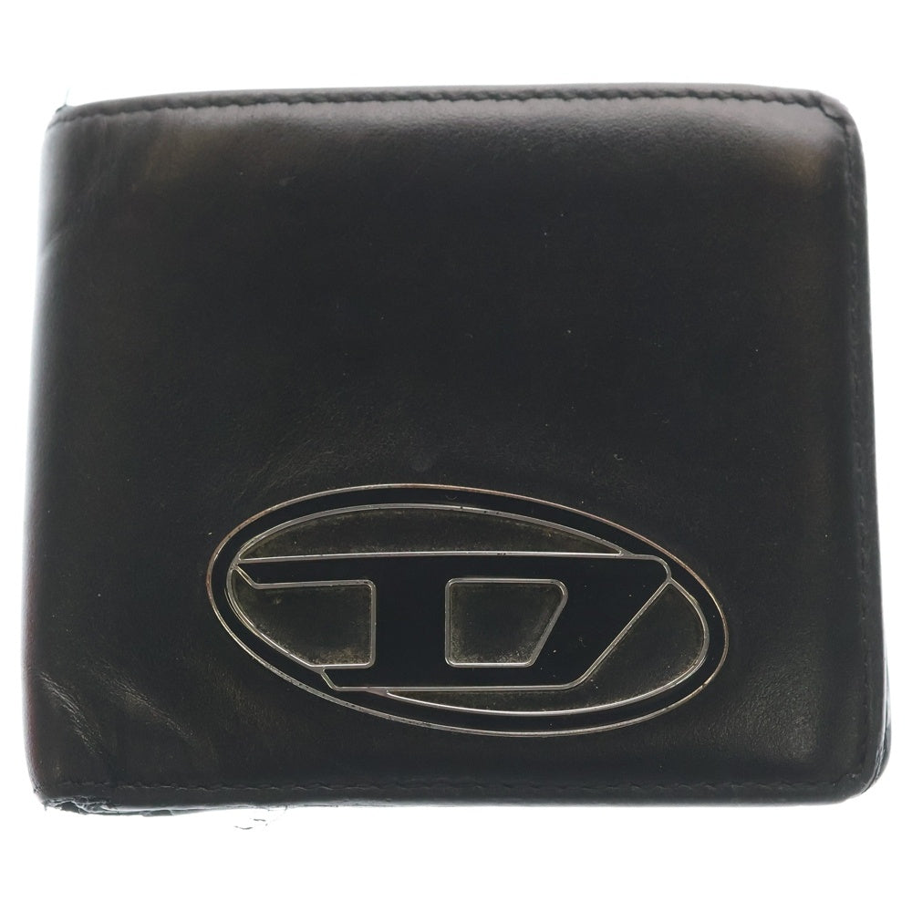DIESEL(ディーゼル) 1DR BI FOLD COIN ワンディーアール バイフォールド コイン 二つ折り財布 コンパクトウォレット ブラック X10029
