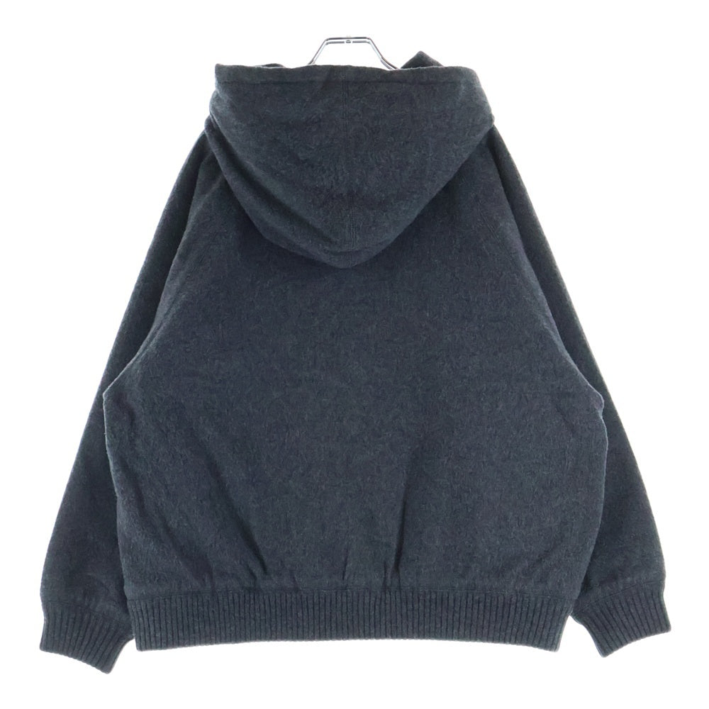 PRADA(プラダ) トライアングルロゴ カシミヤ混 バージンウール ジップアップ フーデッドジャケット グレー 138574