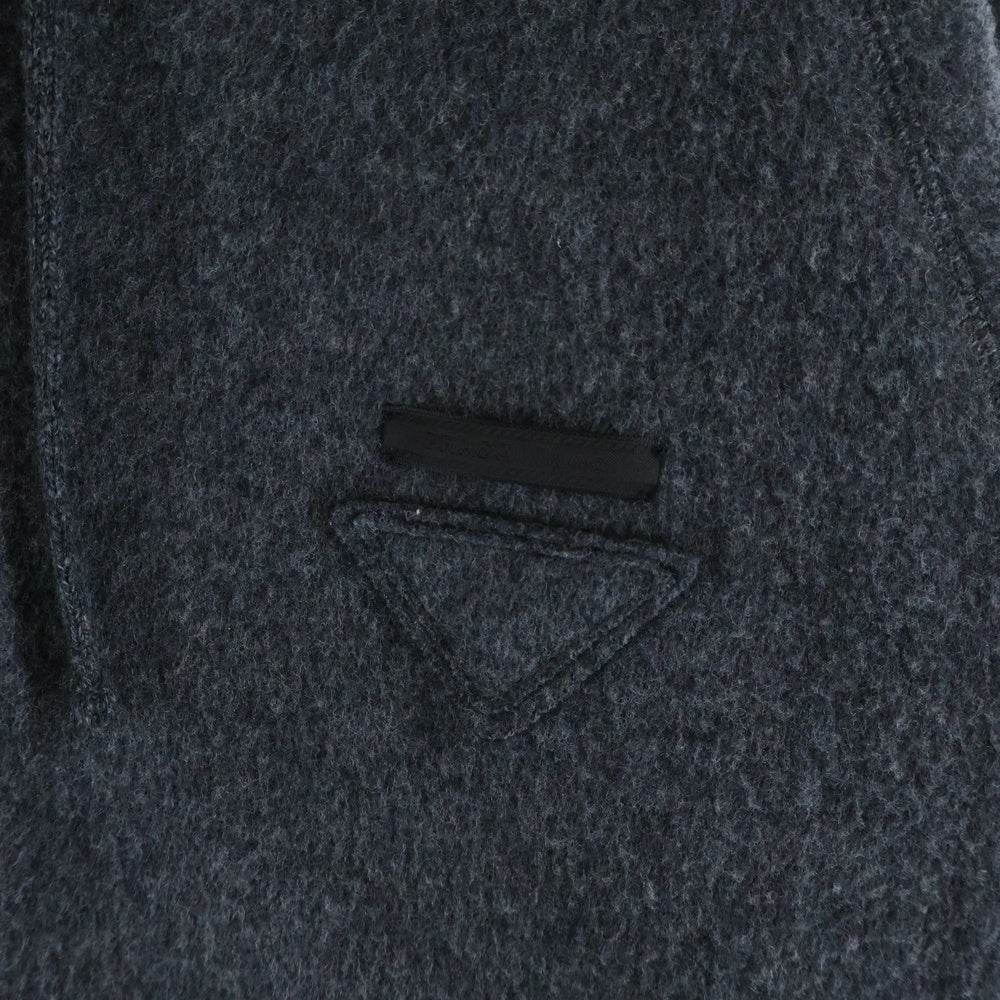 PRADA(プラダ) トライアングルロゴ カシミヤ混 バージンウール ジップアップ フーデッドジャケット グレー 138574