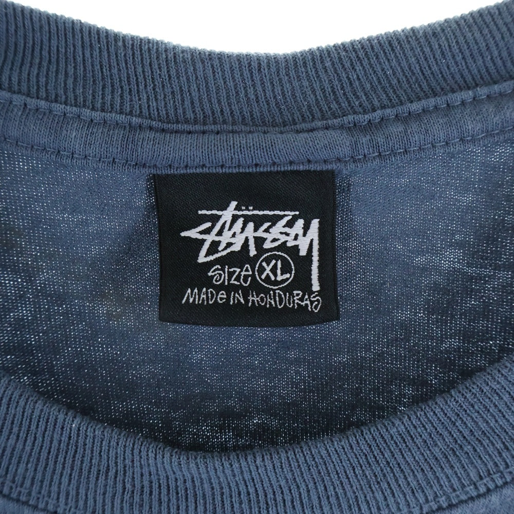 STUSSY(ステューシー) BIG AND MEATY ビッグアンドミーティー フロントプリント クルーネック半袖Tシャツ カットソー ブルー