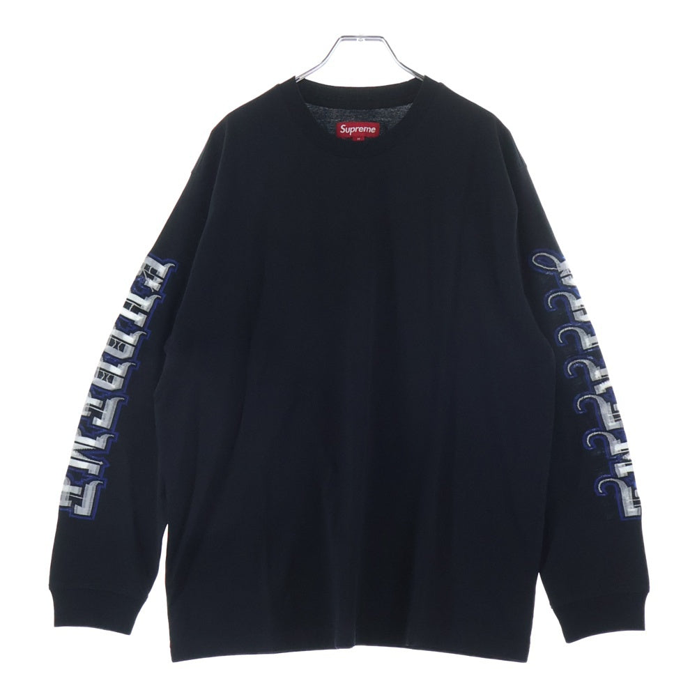SUPREME(シュプリーム) 25AW Intarsia Sleeve L/S Top インターシャスリーブ クルーネック長袖Tシャツ カットソー ブラック