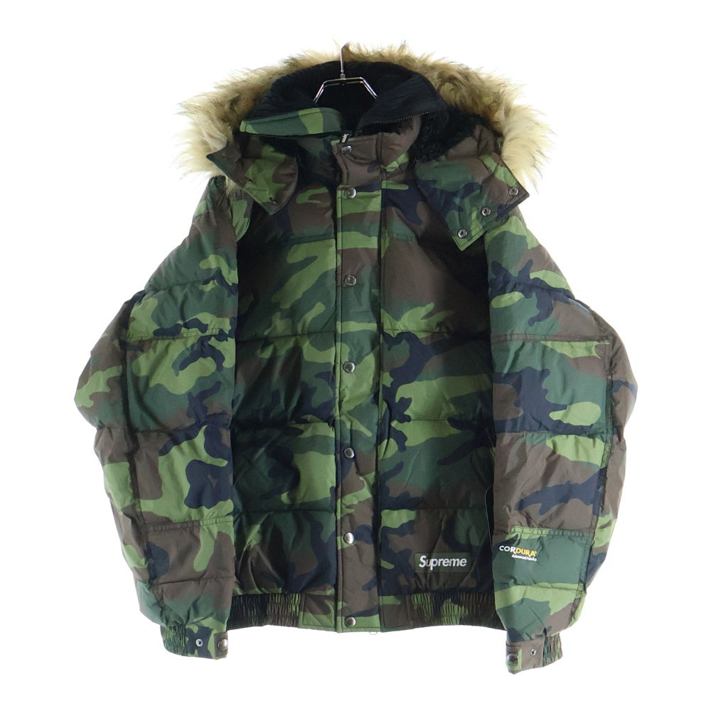 SUPREME(シュプリーム) 25AW Facemask 700-Fill Down Puffer Jacket カモ柄 フェイスマスク 700フィル ファーフーデッド ダウンパファージャケット カーキ