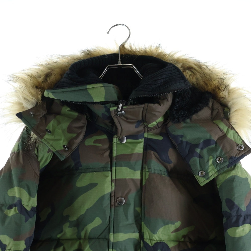 SUPREME(シュプリーム) 25AW Facemask 700-Fill Down Puffer Jacket カモ柄 フェイスマスク 700フィル ファーフーデッド ダウンパファージャケット カーキ
