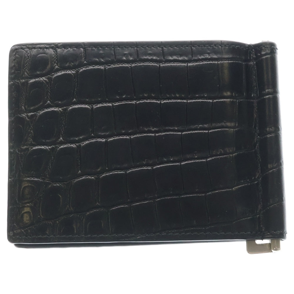 SAINT LAURENT PARIS(サンローランパリ) クフロントロゴ ロコ型押し レザー マネークリップ ブラック 378005 レディース